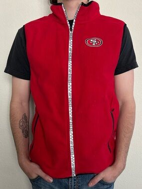 90’s Style San Francisco 49ers Fleece Vest Full Zip NFL Men’s Large Classic Logo